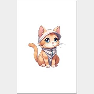 Cute orange cat wearing a sporty outfit Posters and Art